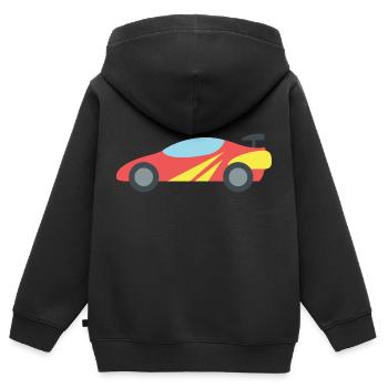 Voiture de course - Sweat Premium à capuche zippé enfant bio - noir - Dos - AI Model Kid Male (0cm)