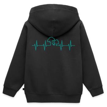 Schwammerl Jäger mit Steinpilz - Waldpilz, Pilz - Kinder Premium Organic Zip Hoodie - Schwarz - Hinten - AI Model Kid Male (0cm)