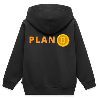 Bitcoin Plan B - Sweat Premium à capuche zippé enfant bio - noir - Dos - AI Model Kid Male (0cm)