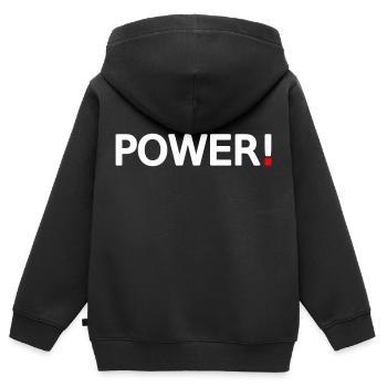 Power - Kids Premium Organic Zip-up Hoodie - black - Back - AI Model Kid Male (0cm)