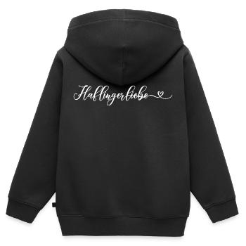 Haflingerliebe2 - Kinder Premium Organic Zip Hoodie - Schwarz - Hinten - AI Model Kid Male (0cm)