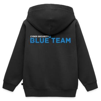 Cyber Security Blue Team - Sweat Premium à capuche zippé enfant bio - noir - Dos - AI Model Kid Male (0cm)