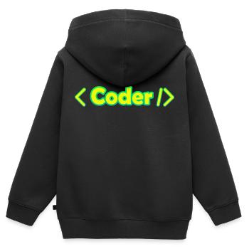 Codeur - Sweat Premium à capuche zippé enfant bio - noir - Dos - AI Model Kid Male (0cm)