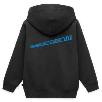I may be wrong - Kids Premium Organic Zip-up Hoodie - black - Back - AI Model Kid Male (0cm)