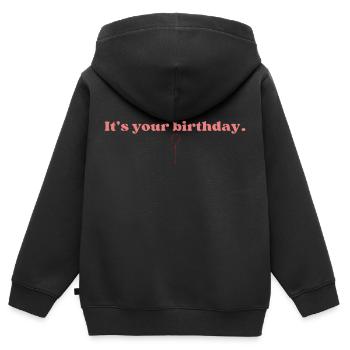 Minimalistisches Geburtstagsgeschenk - Kinder Premium Organic Zip Hoodie - Schwarz - Hinten - AI Model Kid Male (0cm)