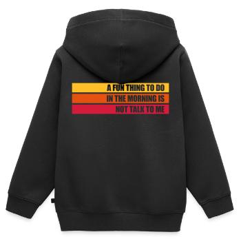 ne me parle pas - Sweat Premium à capuche zippé enfant bio - noir - Dos - AI Model Kid Male (0cm)