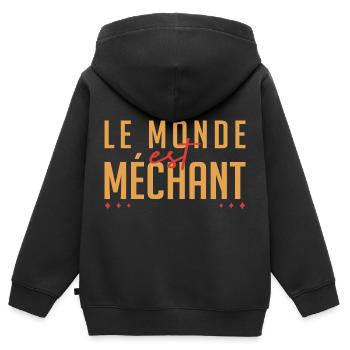 Le monde est méchant - Sweat Premium à capuche zippé enfant bio - noir - Dos - AI Model Kid Male (0cm)