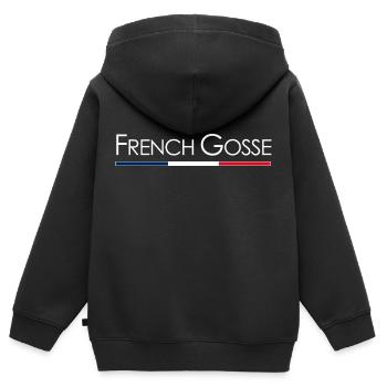 French Gosse - Sweat Premium à capuche zippé enfant bio - noir - Dos - AI Model Kid Male (0cm)