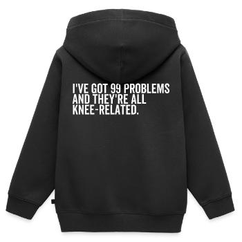 J’ai 99 problèmes et ils sont tous liés au genou - Sweat Premium à capuche zippé enfant bio - noir - Dos - AI Model Kid Male (0cm)
