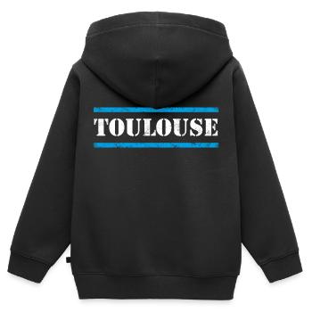 Toulouse - Kinder Premium Organic Zip Hoodie - Schwarz - Hinten - AI Model Kid Male (0cm)