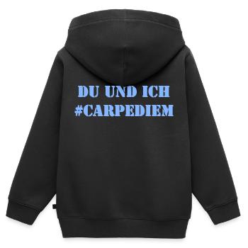 Du und Ich - Carpe Diem - Kinder Premium Organic Zip Hoodie - Schwarz - Hinten - AI Model Kid Male (0cm)