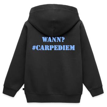 WANN? - Carpe Diem - Kinder Premium Organic Zip Hoodie - Schwarz - Hinten - AI Model Kid Male (0cm)