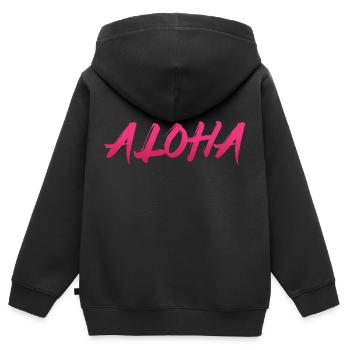 Aloha - Kids Premium Organic Zip-up Hoodie - black - Back - AI Model Kid Male (0cm)