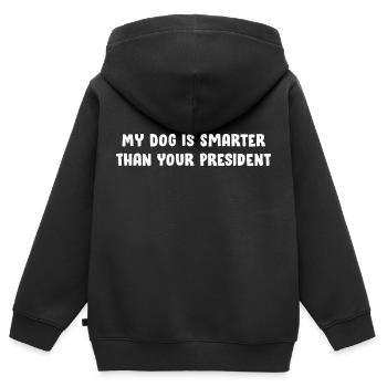Mein Hund ist schlauer als dein Präsident - Kinder Premium Organic Zip Hoodie - Schwarz - Hinten - AI Model Kid Male (0cm)