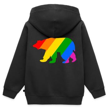 Regenbogen Eisbär - Kinder Premium Organic Zip Hoodie - Schwarz - Hinten - AI Model Kid Male (0cm)