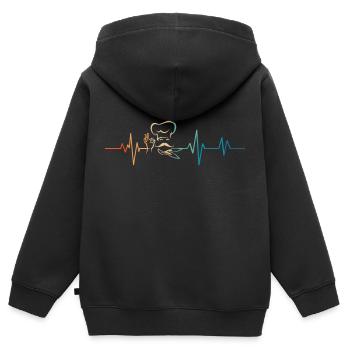 Battement de coeur rétro chef cuisinier - Sweat Premium à capuche zippé enfant bio - noir - Dos - AI Model Kid Male (0cm)