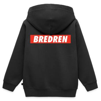 Bredren Lion de Juda Haile Selassie Jah Rastafari - Sweat Premium à capuche zippé enfant bio - noir - Dos - AI Model Kid Male (0cm)