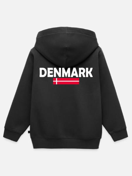 Dänemark flagge - Premium børne zip-hættetrøje økologisk - sort