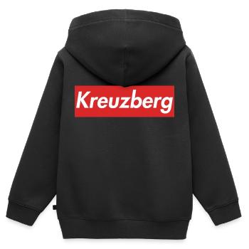 Kreuzberg - Kinder Premium Organic Zip Hoodie - Schwarz - Hinten - AI Model Kid Male (0cm)