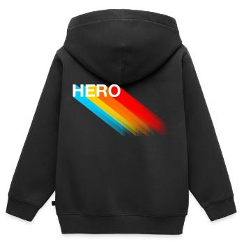 hero - Kids Premium Organic Zip-up Hoodie - black - Back - AI Model Kid Male (0cm)