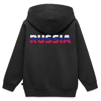 Russland - Kinder Premium Organic Zip Hoodie - Schwarz - Hinten - AI Model Kid Male (0cm)
