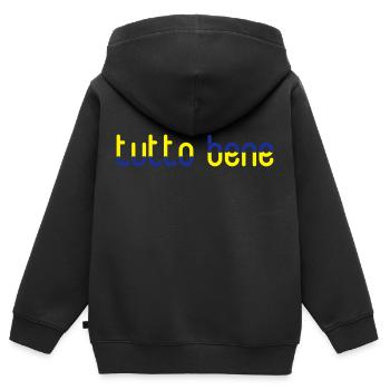 Tutto Bene ! - Tout va Bien ! - Sweat Premium à capuche zippé enfant bio - noir - Dos - AI Model Kid Male (0cm)