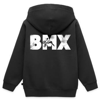 BMX - Kinder Premium Organic Zip Hoodie - Schwarz - Hinten - AI Model Kid Male (0cm)