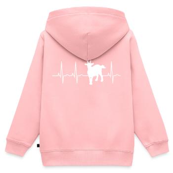 Ziege Herzschlag EKG Farm Animal Cool Goats - Kinder Premium Organic Zip Hoodie - Rosa - Hinten - AI Model Kid Female (0cm)
