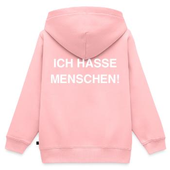 Ich hasse Menschen - Kinder Premium Organic Zip Hoodie - Rosa - Hinten - AI Model Kid Female (0cm)