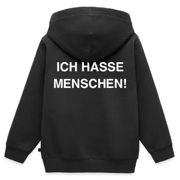 Ich hasse Menschen - Kinder Premium Organic Zip Hoodie - Schwarz - Hinten - AI Model Kid Male (0cm)