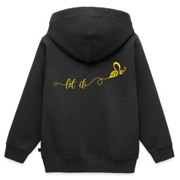 Let it cadeau abeille abeille miel - Sweat Premium à capuche zippé enfant bio - noir - Dos - AI Model Kid Male (0cm)