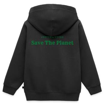 Save The Planet ! - Sweat Premium à capuche zippé enfant bio - noir - Dos - AI Model Kid Male (0cm)