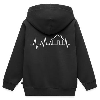 Puls maître d’ouvrage cadeau maison construction - Sweat Premium à capuche zippé enfant bio - noir - Dos - AI Model Kid Male (0cm)