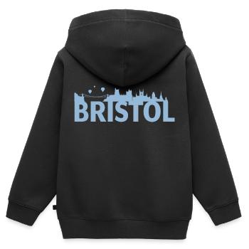 Bristol Angleterre capitale Skyline UK - Sweat Premium à capuche zippé enfant bio - noir - Dos - AI Model Kid Male (0cm)