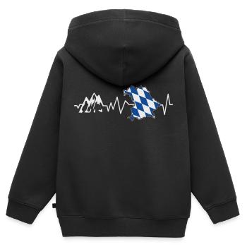 Herzschlag Bayern Wandern Berge - Kinder Premium Organic Zip Hoodie - Schwarz - Hinten - AI Model Kid Male (0cm)