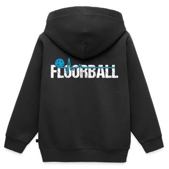 Floorball Unihockey Spieler Floorballspieler - Kinder Premium Organic Zip Hoodie - Schwarz - Hinten - AI Model Kid Male (0cm)