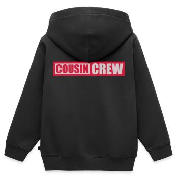 Cousin Crew Team Opa - Kinder Premium Organic Zip Hoodie - Schwarz - Hinten - AI Model Kid Male (0cm)