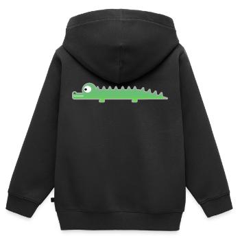 Crocodile - Sweat Premium à capuche zippé enfant bio - noir - Dos - AI Model Kid Male (0cm)