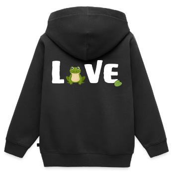 Frogs "frog love" Frog Prince - Kids Premium Organic Zip-up Hoodie - black - Back - AI Model Kid Male (0cm)
