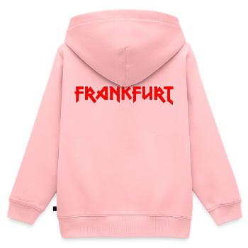 Modisches Heimat FRANKFURT Metal-Design - Kinder Premium Organic Zip Hoodie - Rosa - Hinten - AI Model Kid Female (0cm)