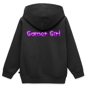 Gamer Girl - Kinder Premium Organic Zip Hoodie - Schwarz - Hinten - AI Model Kid Male (0cm)