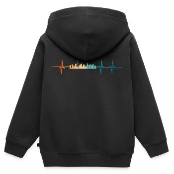 Herzschlag Toronto - Kinder Premium Organic Zip Hoodie - Schwarz - Hinten - AI Model Kid Male (0cm)