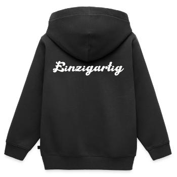 unique - Sweat Premium à capuche zippé enfant bio - noir - Dos - AI Model Kid Male (0cm)
