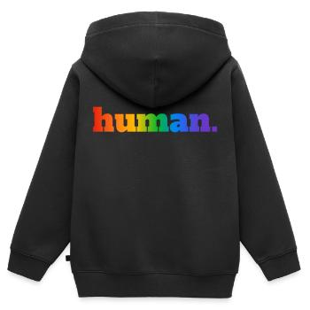 Menschlicher Regenbogen - Kinder Premium Organic Zip Hoodie - Schwarz - Hinten - AI Model Kid Male (0cm)