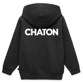 Chaton - Sweat Premium à capuche zippé enfant bio - noir - Dos - AI Model Kid Male (0cm)