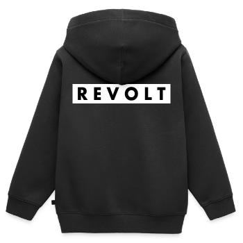 Revolt - Kinder Premium Organic Zip Hoodie - Schwarz - Hinten - AI Model Kid Male (0cm)