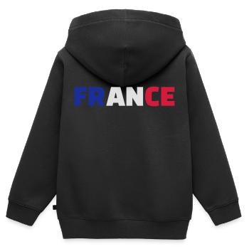 Frankreich - Kinder Premium Organic Zip Hoodie - Schwarz - Hinten - AI Model Kid Male (0cm)
