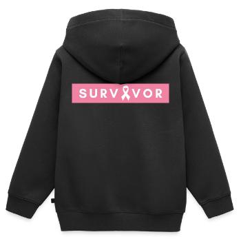 Survivant du cancer - Sweat Premium à capuche zippé enfant bio - noir - Dos - AI Model Kid Male (0cm)