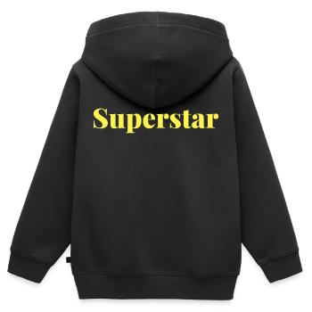 SUPERSTAR ANNIVERSAIRE NAISSANCE HUMOUR STAR - Sweat Premium à capuche zippé enfant bio - noir - Dos - AI Model Kid Male (0cm)