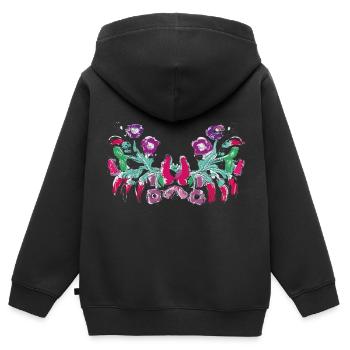 ungarische blumen,Ranke,floral,pink,Blumen - Kinder Premium Organic Zip Hoodie - Schwarz - Hinten - AI Model Kid Male (0cm)